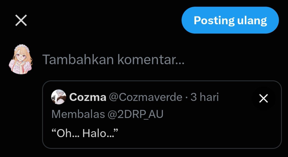 O5O5001's tweet photo. Melambaikan tangan sambil tersenyum ramah ke @Cozmaverde.

"Hai juga, mas!" Walaupun belum kenal tapi bersikap ramah itu penting. "Tunggu dulu, kamu menyapaku kan?" Tiba-tiba overthinking. https://t.co/wzsSHJCkED