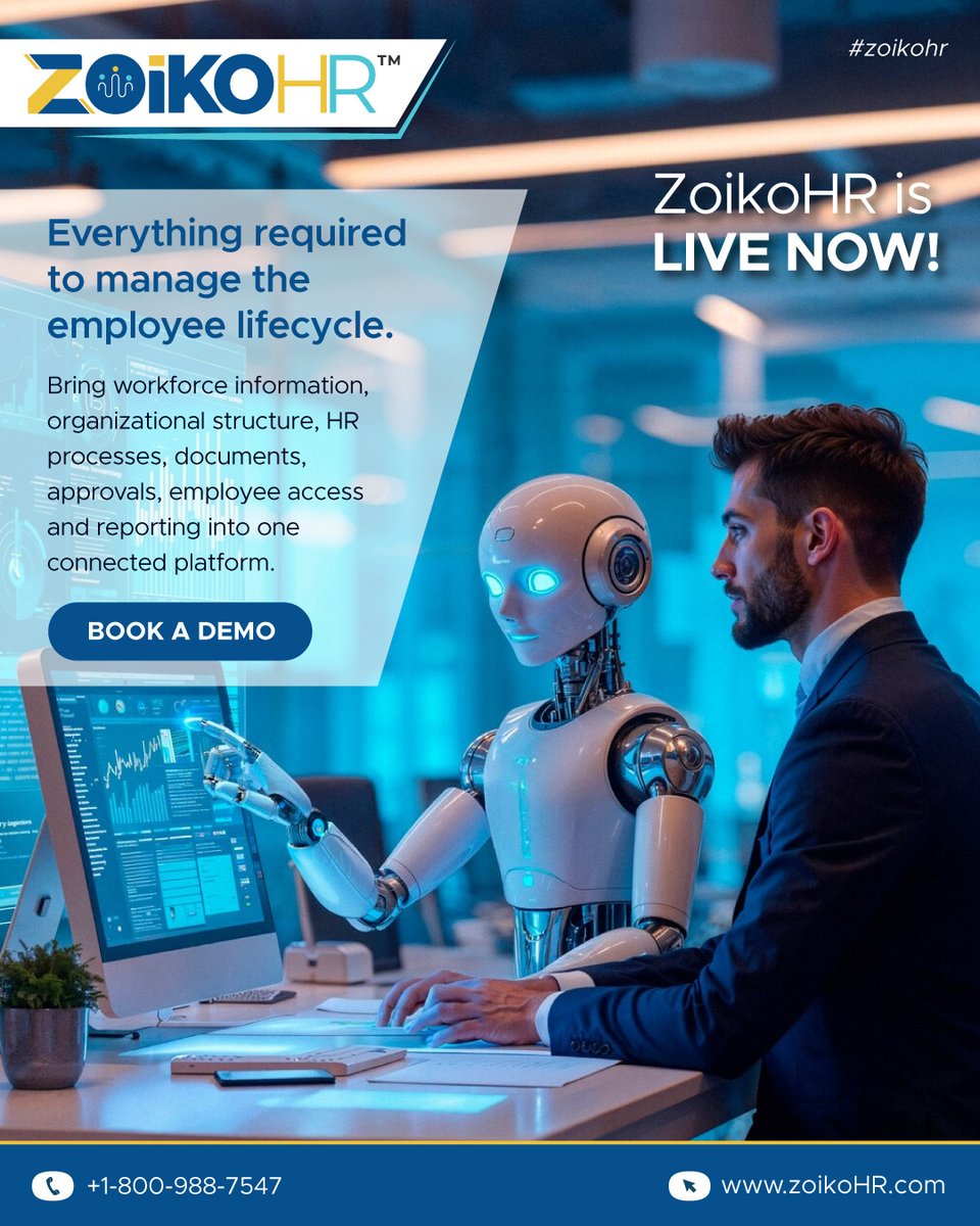 ZoikoHR's tweet photo. 👥💼ZOIKOHR IS LIVE NOW!
Manage the entire employee lifecycle with one connected platform for workforce information, HR processes, documents, approvals, employee access &amp; reporting.
🌐https://t.co/P77WybxvSG
📞+1-800-988-7547
#ZoikoHR #HRTechnology #HRSoftware #EmployeeLifecycle https://t.co/JMDw7OqOfK