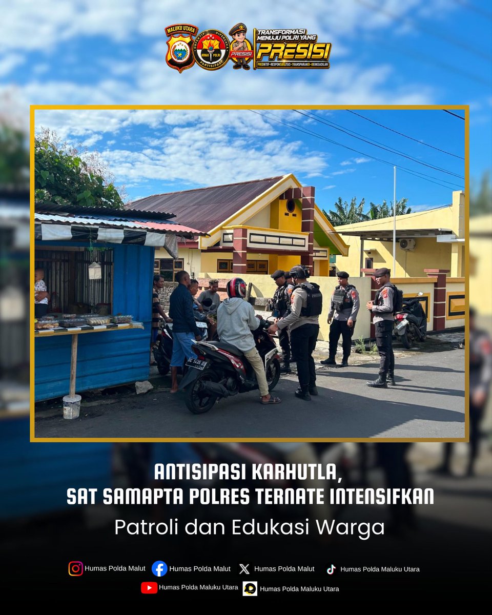 polreshalut_'s tweet photo. *POLDA MALUT*

*SIARAN PERS*

*Antisipasi Karhutla, Sat Samapta Polres Ternate Intensifkan Patroli dan Edukasi Warga* https://t.co/strQdG0Upy