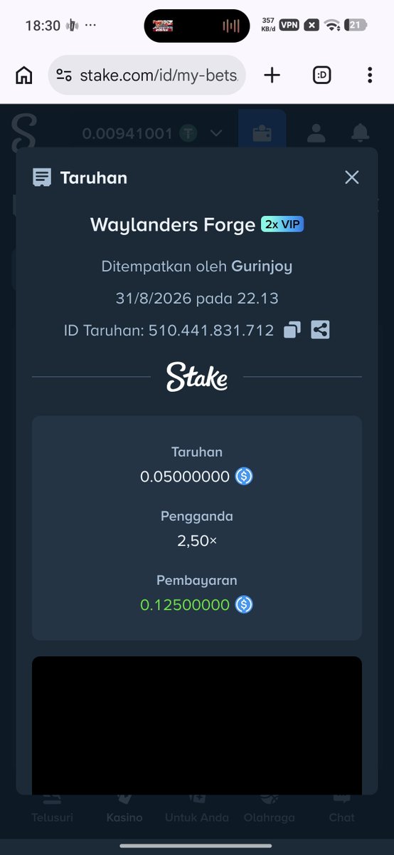Spkidey's tweet photo. @ValkyrieXStudio This is my biggest win! Sorry, I'm really not good at playing this kind of thing, thanks u so much valkyrie Team!

Bet id :510441831712
Stake id : Gurinjoy https://t.co/4wZmRIVB3K