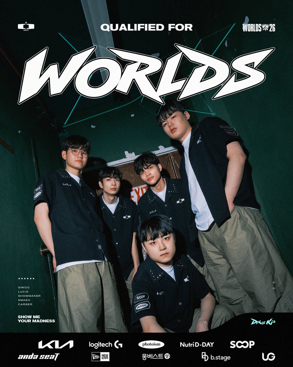 DplusKIA_FR's tweet photo. Qualifiés pour les Worlds 2026 ✨

🦖𝒮𝒾𝓌𝑜𝑜
🐶𝐿𝓊𝒸𝒾𝒹
🪄𝒮𝒽𝑜𝓌𝑀𝒶𝓀𝑒𝓇
🦦𝒮𝓂𝒶𝓈𝒽
🦊𝒞𝒶𝓇𝑒𝑒𝓇

Une saison va bientôt conclure, depuis le début de celle ci, notre roster accueillant notre botlane a su nous faire rêver, par ses hauts et malgré ses bas, elle a réussi à relever la tête.

Une victoire à l'EWC en passant par BLG, GenG et KC, un summer explosif, mais avec la pression, nous avons été a rien de la catastrophe, la force de la jeunesse leur a donné le courage de pousser, compléter un reverse sweep, et prendre une revanche contre l'équipe qui les a poussé en loser bracket sur un 3-0 sec.

Après tant d'efforts, un ressaisissement hors norme et un joli jeu proposé, nous revenons jouer la plus prestigieuse compétition internationale.

Just Fighting.

#DKWIN #DplusKIA #Worlds2026 #LCK
