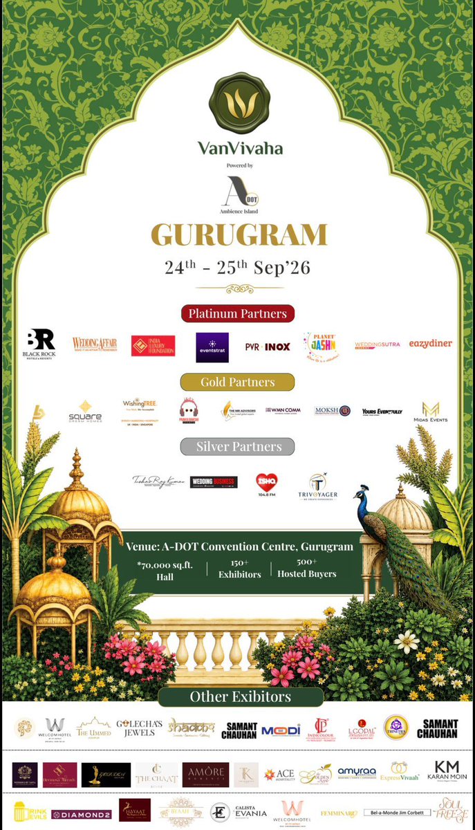 trivoyager's tweet photo. Proud to be a Silver Partner at VanVivaah.

We are delighted to be associated with VanVivaah, a celebration that brings together the finest names from the wedding and luxury lifestyle industry.

.
#Trivoyager #VanVivaah #SilverPartner #VanVivaah2026 #Gurugram https://t.co/aLRislklBX