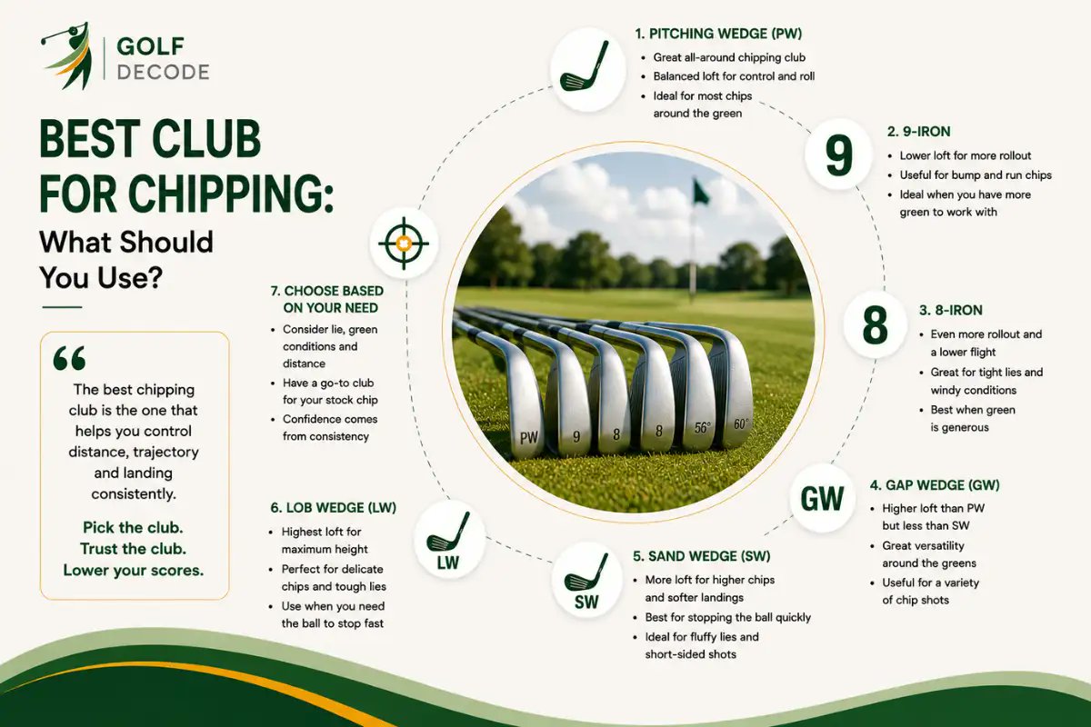 golfdecode72990's tweet photo. What is the best club for chipping?
There isn't one answer.
Try:
⛳ 8/9-iron → lots of rollout
⛳ PW → versatile everyday chip
⛳ GW → balanced carry + roll
⛳ SW → more carry
⛳ LW → high + soft
Read full Article
https://t.co/PxsEOh3LRD
#golf #golftips #golfdecode #golfusa https://t.co/D5VegVcgst