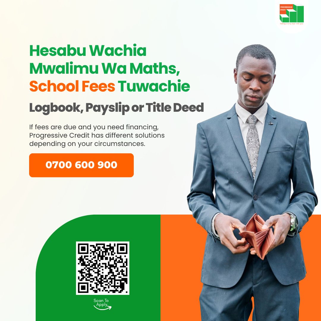 progressivecrke's tweet photo. Looking for a quick and flexible way to pay school fees this term? Imagine your Logbook, Title Deed or even Payslip can get you cash quick. Apply today.
π Call us on 0700 600 900
π Visit https://t.co/BhjdjwdGLi
#ProgressiveCredit #QuickFlexibleLoans https://t.co/wpjcI6nynP