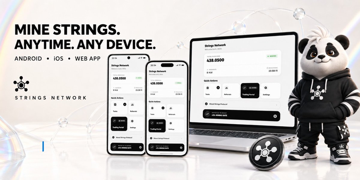 StringNets's tweet photo. ⛏️ Mine Strings anytime, on any device!

🍎 iOS: https://t.co/KlCmJiHeiK
🤖 Android: https://t.co/ayjtxYDBHY
🌐 Web App: https://t.co/gVW8eXpFXk

One network. Every device. 🚀

#StringsNetwork #cryptonewsdaily #CryptoSignals #BitcoinAsia2026 https://t.co/PpjwwGa1VU