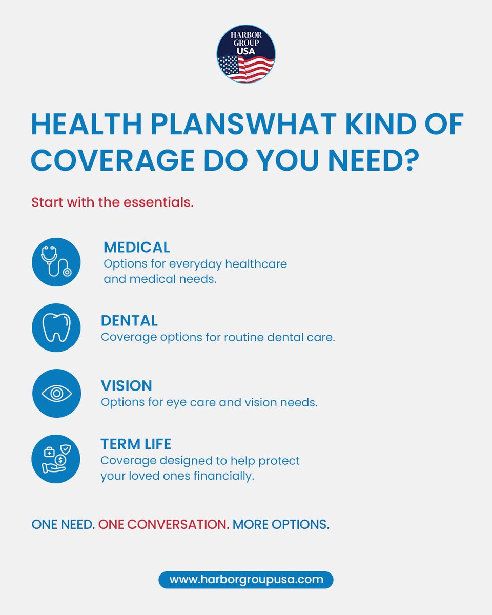 HarborGroupUsa's tweet photo. Is your health plan really the right fit? 💙

Explore medical, dental, vision, term life, accident, hospital, critical illness, Rx &amp; more with HarborGroupUSA.

Find options that fit your needs, priorities &amp; budget.

👉 https://t.co/YZeer728sS 

#harborgroupusa #healthplans https://t.co/RlTy6aBtrs