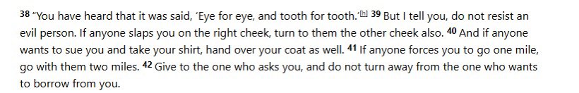 Aaron3220915602's tweet photo. @ETB4NC @ModernBoethius If you had actually read the Bible you would know Jesus outright pushes back against “eye for eye” lmao https://t.co/Fp9z4iY21T