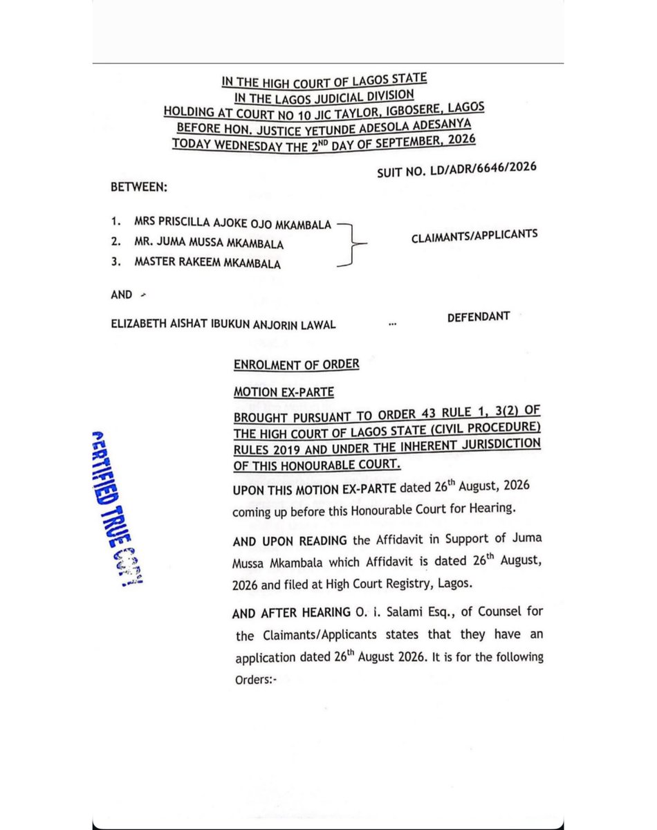 PulseNigeria247's tweet photo. Lagos State High Court restrains actress Lizzy Anjorin Lawal from publishing or posting content about the Mkambala family. https://t.co/ZGytqi9tN3
