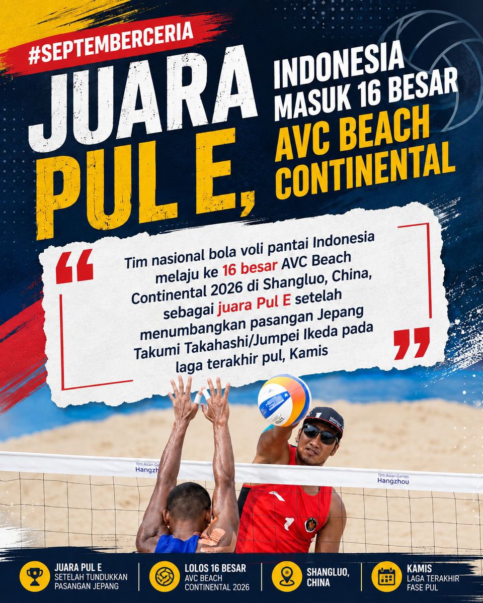 dhanesa_1's tweet photo. tampil solid di laga terakhir pul tim voli pantai indonesia bungkam pasangan takahashi dan ikeda #SeptemberCeria Indonesia Keren banget deh bener bener bikin ceria https://t.co/93MiDSRpNE