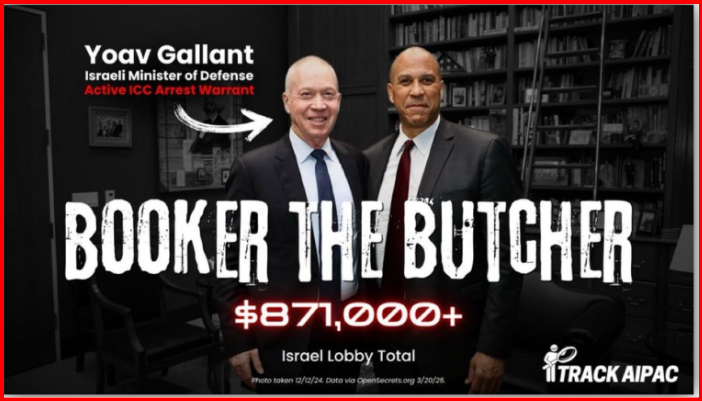 ShahNazarene's tweet photo. @CoryBooker As you lend a hand in genocide. #GazaGenocide‌ https://t.co/dlsu2YCQ55