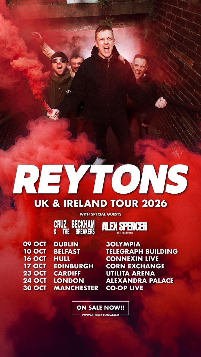 alexspencerUK's tweet photo. WE’RE GOING ON TOUR WITH @TheReytons 

Buzzing to announce we’ll be heading out across the UK &amp; Ireland in October to play some massive shows

Been a big fan of the lads for a while now, so this is a proper dream come true. Thanks for having us ❤️

Ticket- https://t.co/njVWxLvJOq https://t.co/4t7k3ZsEhM