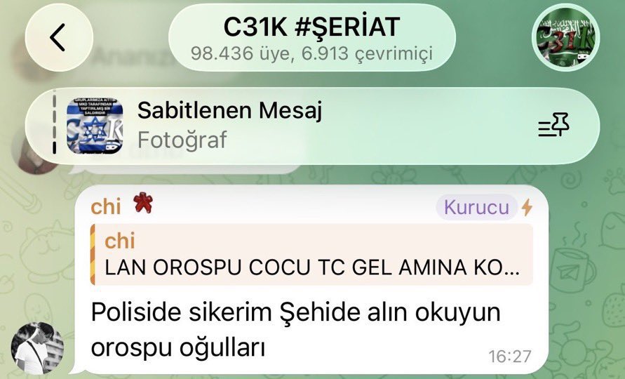 gbhayalll's tweet photo. Türk halkına , bayrağına , devletine türlü hakaretler eden 
Kadınlara , çocuklara hayati tehditler eden
Masum hayvanların acılarını içerik malzemesi yapan c31k denen terör örgütü bitirilmelidir 

#C31KTutuklansın https://t.co/r24rycMQiD