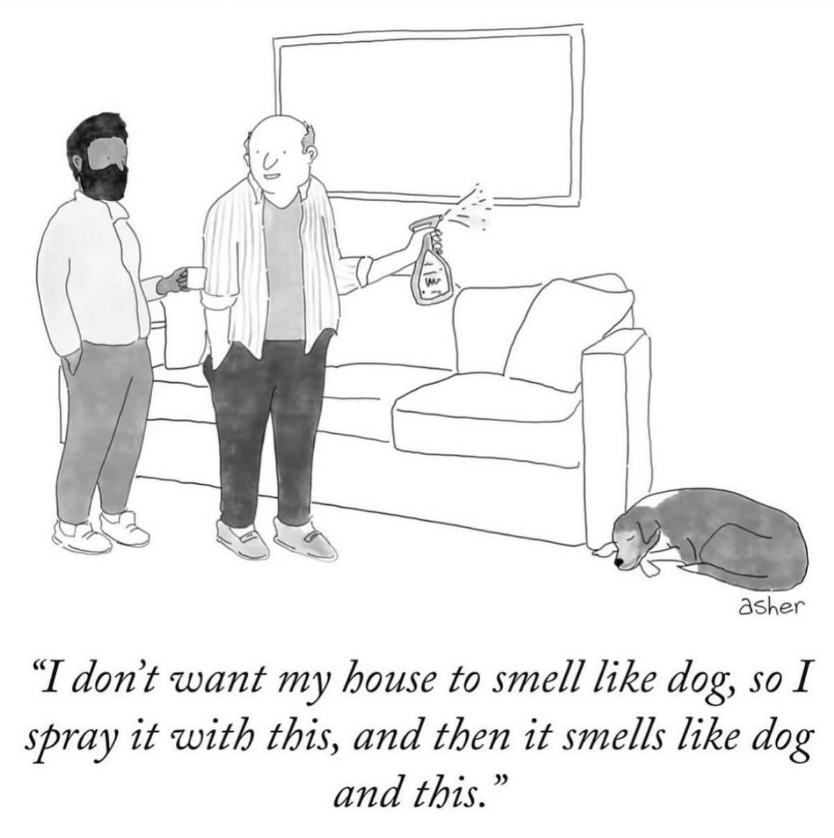 dogtv's tweet photo. Hmmm, I am getting notes of pine, citrus, and what is that... wet dog? 😆 

Comic credit: Asher Perlman

#DogHumor #DogJokes #DogComedy #DogPeople #DOGTV https://t.co/c7nAKBNlyU