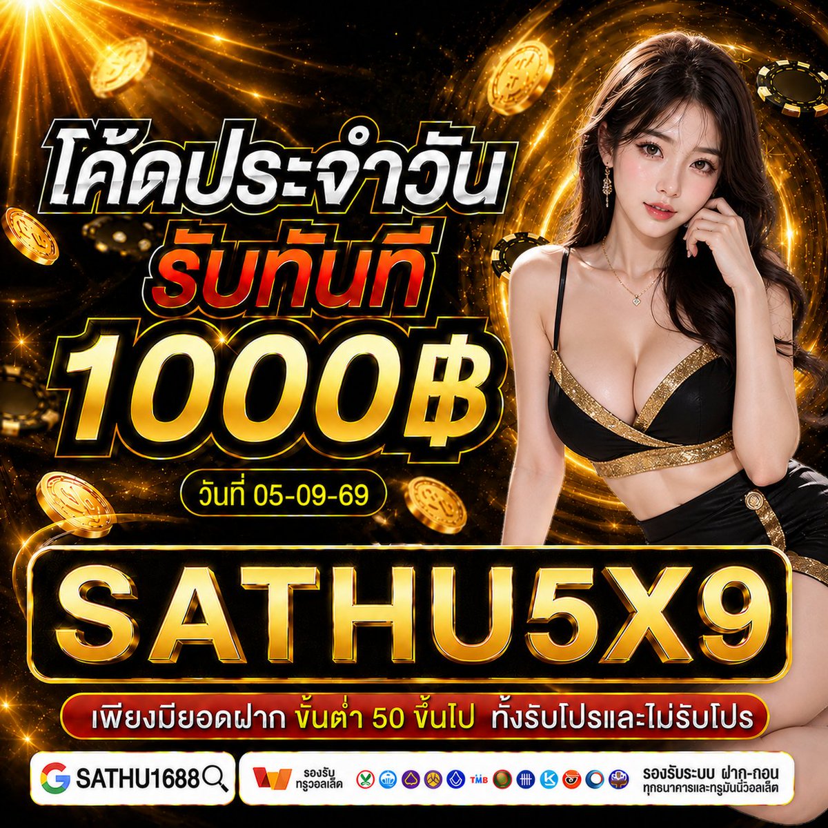 sathu1688's tweet photo. 🧧 โค้ด 1000  กรอกได้ทุกวัน
โค้ดวันที่ 5/9/69
🎮รหัสคูปอง : SATHU5X9

✅สำหรับยูสที่มียอดฝาก 50 ต่อวัน
✅ยอดถึงกรอกโค้ดได้เลย
📲สมัคร : https://t.co/SfuBjkRAXE

แจกเครดิตฟรี 50 🔥
📱 : https://t.co/yDZA2w8btA

#Sathu1688 #เครดิตฟรี #แจกจริง
#10รับ100 #เว็บตรงแนะนำ #สล็อต https://t.co/y9kdDXOgjO