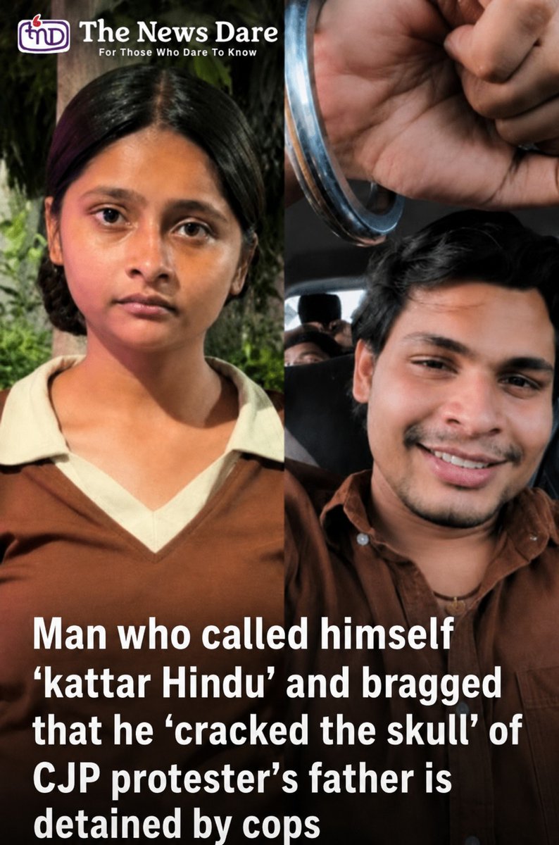 thenewsdare's tweet photo. Hindutva influencer Swatantra Bharadwaj was heard saying he was not arrested despite his murderous attack on CJP protester Nishu Azad’s father. “I was not even jailed.The world should know this. I was out and about through the night,” he said. @anandstdas 
https://t.co/e3PemEneFL https://t.co/3fJ011pvCJ