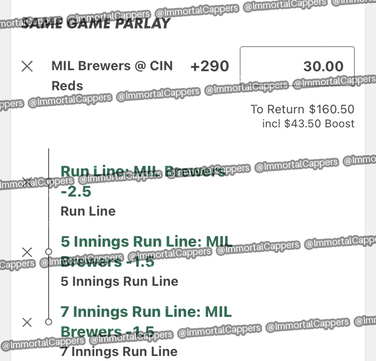 ImmortalCappers's tweet photo. IMMORTAL BRINGING YOU ALL TYPES OF ACTION (FOR FREE)‼️

BTB ROI Guy🚨 2 SEPARATE PLAYS

Baseball // Run Line SGP // +290! 
Soccer // Corners Parlay // +425! 

Follow for more VIP leaks 👀

#MLB #MLBBets #SportsBetting #Gambling𝕏 #SoccerBets https://t.co/qs6Ea1zsyM