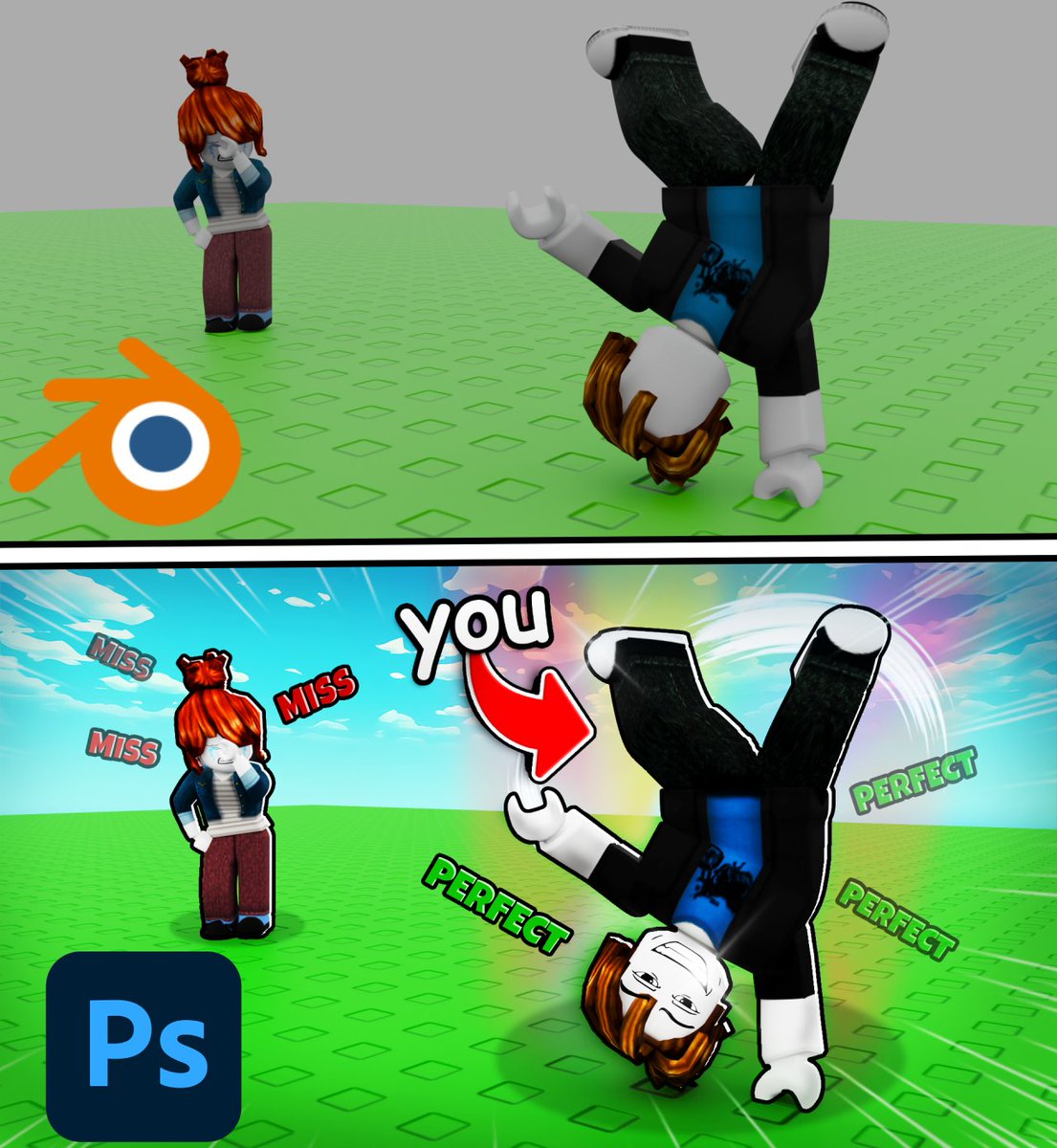 Tarnished2z's tweet photo. BEFORE VS AFTER🔥
Thumbnail for ⚔️Dance Battles
💬To order DM me on X or add me on Discord: schlop74

#robloxartㅤ #RobloxDev #RobloxGFX #viralㅤㅤ https://t.co/y61WqnOctg