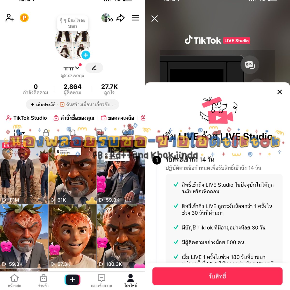 linnn0163350's tweet photo. ˚ ୨ 🔆 อัพเดทแอคtiktokร้านน้องพลอย 𓈒 ✿
𓎩 จำหน่ายช่อง tiktok ไลฟ์สด
𓎩 ช่องทำนายหน้าหารายได้
𓎩 ช่องไลฟ์สตรีมเกมส์ 
𓎩 และช่องแนวอื่น ๆ อีกมากมาย 
ติดต่อบ้านเขียว🏡@558yhjmh 
หรือกดลิ้งได้เลย https://t.co/TZiac0Ykjn
#ขายtiktok #ขายแอคtiktok #ขายช่องtiktok #ขายติ๊กต๊อก https://t.co/VRpj0u5IJi