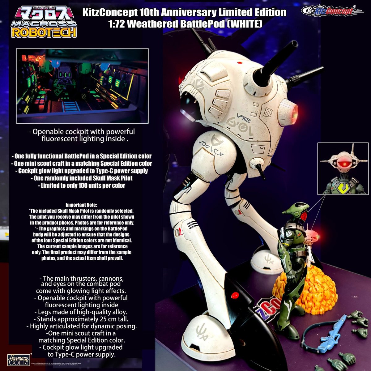 RobotechNews's tweet photo. #Robotech: The #Macross Saga 1/72 Scale Battlepods Variant Colors From KitzConcept. 

- Free shipping and taxes included for most regions.
- Limited to only 100 units per color
- Ships in late September 2026

ORDER HERE: https://t.co/f65CmP6eIc

#80s #aime #toys https://t.co/Wo4x7nok8b