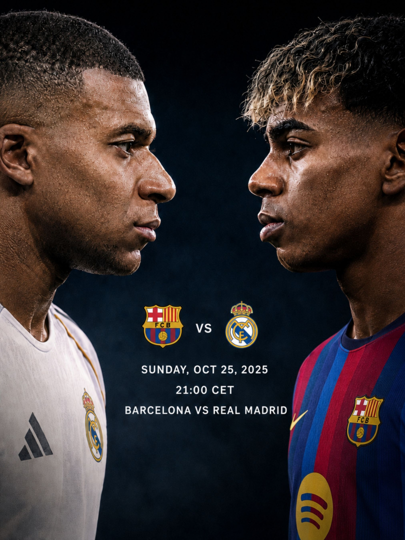 eFans's tweet photo. EL CLÁSICO DATE CONFIRMED 📅🔥

Mark your calendar.

Barcelona vs Real Madrid will be played on Sunday, October 25 at 21:00 CEST at the Spotify Camp Nou.

The biggest rivalry in football is officially on the clock.

Camp Nou.
Barça.
Madrid.
No excuses.

Who wins the first Clásico of the season?

Make your Clásico prediction on eFans.
🔗 https://t.co/VYxLy9XSzw

#ElClasico #Barcelona #RealMadrid #LaLiga #eFans