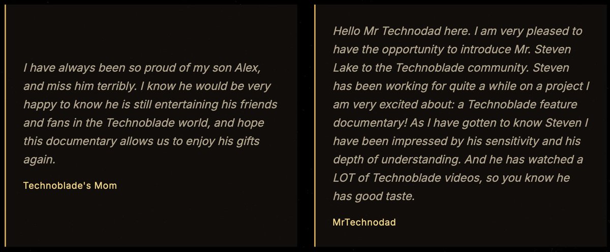 technotwtnews's tweet photo. Technoblade's mom and dad endorsing the 'Technoblade Never Dies' documentary film ❤️ https://t.co/J7YjhD4TBo