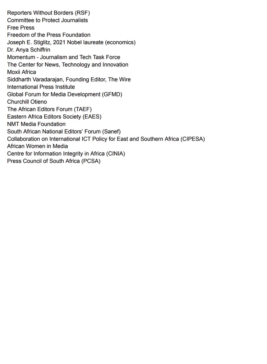 Letter calling on all G20 members to ensure the media accreditation is transparent, impartial, and accommodates the maximum number of media outlets possible.