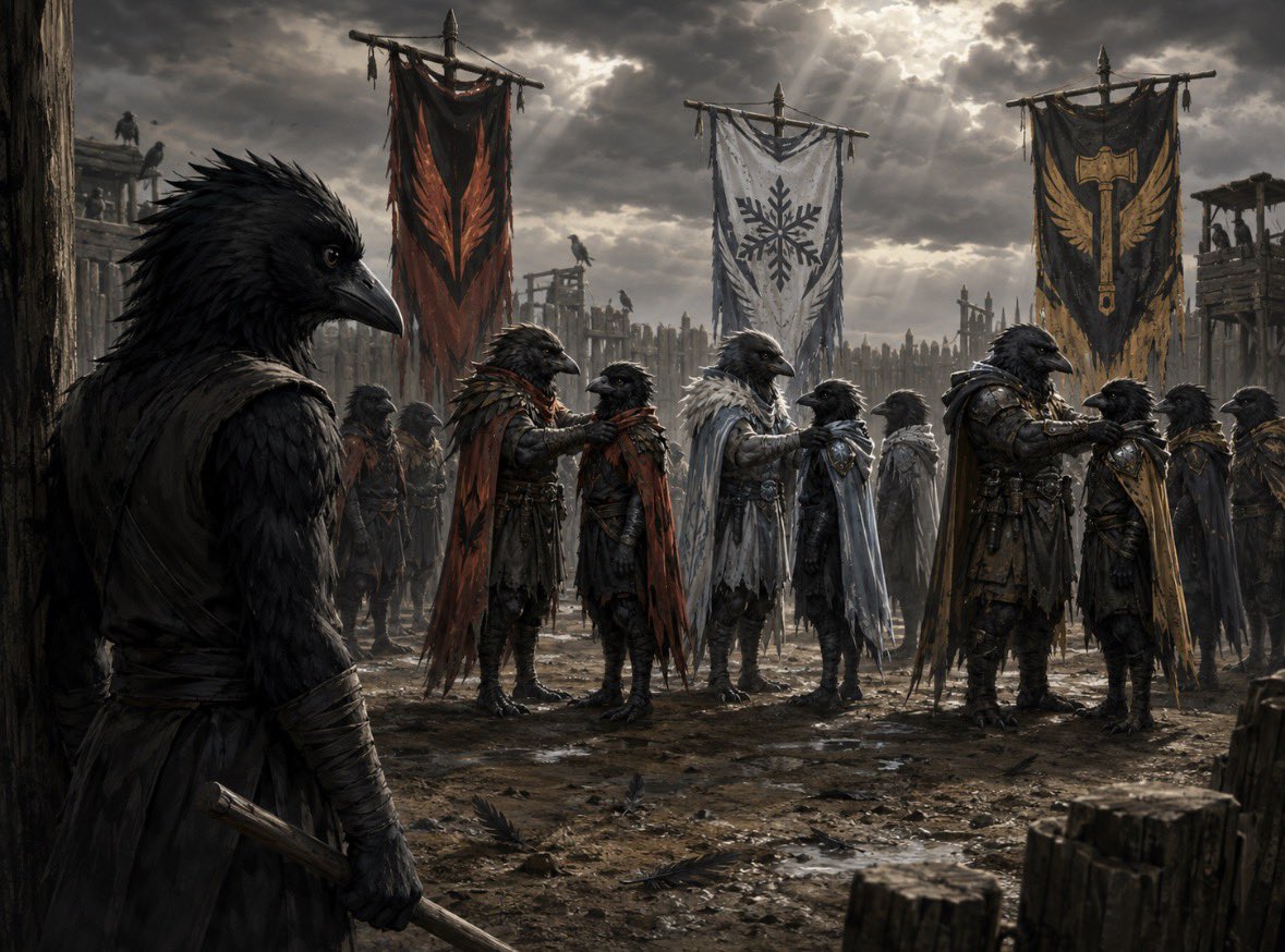 LegendOfCrows's tweet photo. 🐦‍⬛ CHRONICLE III — UNCLAIMED

Time passed inside Murder Camp.

And CROW was no longer the weakest trainee on the field.

He had grown faster.

Sharper.

More disciplined.

The drills that once overwhelmed him became routine.

His Murder Bounties were completed one after another.

Tracking.

Endurance.

Combat.

Observation.

Retrieval.

Whatever task was placed in front of him, CROW found a way through it.

Sometimes first.

Often alone.

But there was one trial he could not understand.

Around him, other trainees were being claimed.

Names were called across Murder Camp.

A young crow would step forward—

and leave wearing the mark of the Ashwings.

Another would be chosen by the Snowbirds.

Others found their place among the Hammer Wings.

They trained together.

Ate together.

Returned from assignments together.

For them, Murder Camp was beginning to feel like somewhere they belonged.

CROW watched from the outside.

Waiting for his name.

It never came.

At first, he assumed he needed to improve.

So he trained harder.

Another bounty completed.

No call.

Another victory.

No call.

Another trainee he had surpassed received their Murder.

Still nothing for CROW.

For the first time, his progress gave him no answer.

He could understand losing.

He could understand being too weak.

He could understand needing more training.

But this?

CROW had become one of Murder Camp’s most capable young trainees.

And somehow—

The Murder could not place him.

Too aggressive for some.

Too patient for others.

Too observant to be only a fighter.

Too capable in the field to remain only a scout.

Every time they thought they understood what kind of crow he was—

he showed them something else.

CROW did not know this.

All he knew was that every crow around him seemed to be finding where they belonged.

Except him.

So he returned to the training field.

Picked up his wooden baton.

And kept training.

Still no Murder.

Still no Echo.

Still unclaimed.

For now. 

#legendofcrows #crow #memecoins #crypto