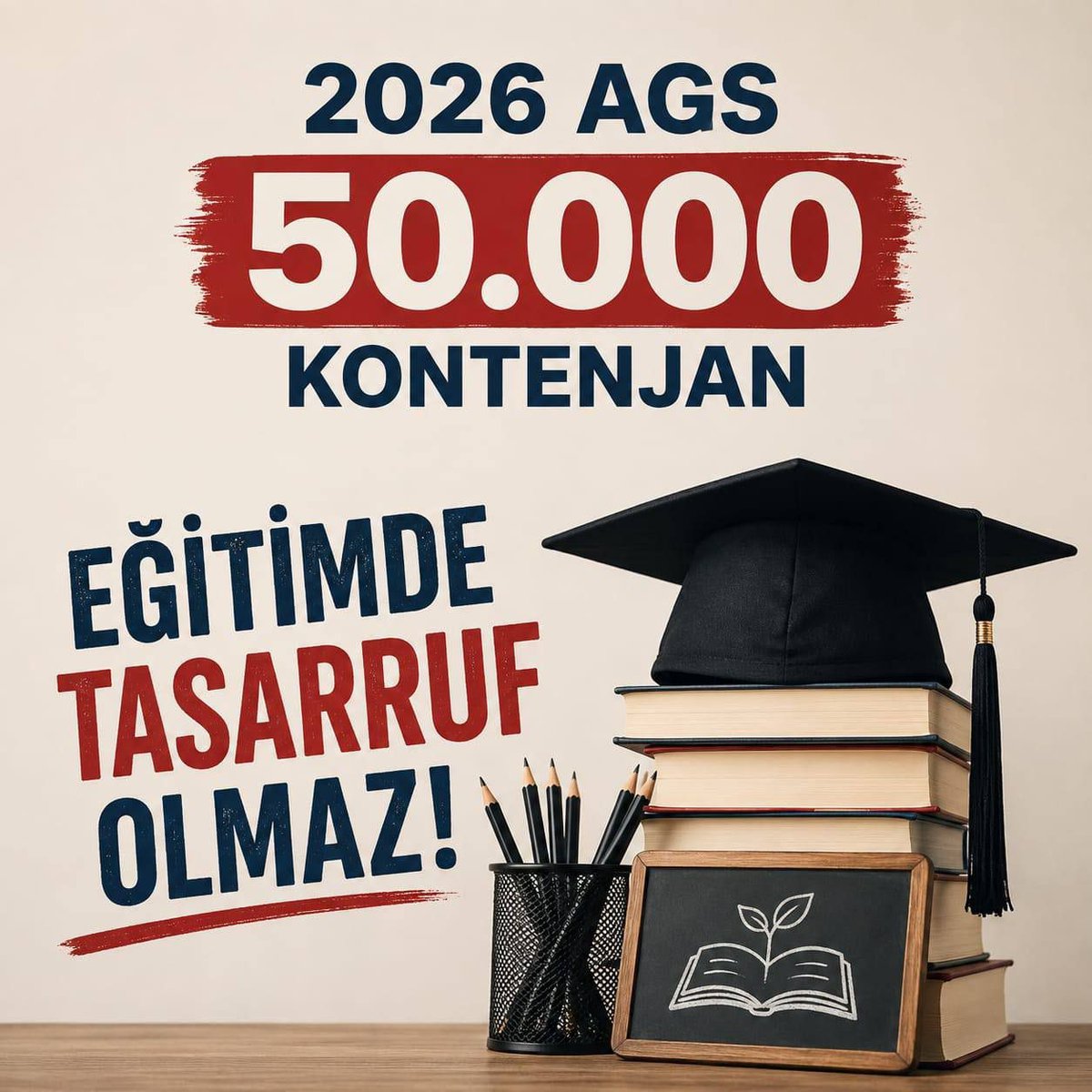 Ftmnrklcarslan's tweet photo. 2026 AGS’de beklentimiz net: Ücretli öğretmenliğe son verilsin, 50 bin kadrolu öğretmen ataması yapılsın. Genç öğretmenler görev bekliyor.
@AkParti @dbdevletbahceli @MHP_Bilgi @turkegitimsen @EgitimBirSen @PrfDrFilizKilic @TalipGeylan06
#ÜcretliyeHayırAGS50Bin https://t.co/DTMovncExF