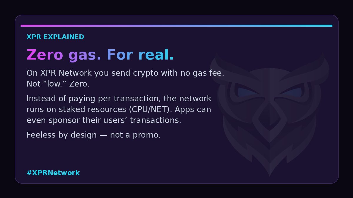 crypto_shops's tweet photo. Every chain says “low fees.” 
XPR says none. ⚡
Here’s how feeless actually works 👇 

#XPRNetwork https://t.co/DTGDvFtCOt