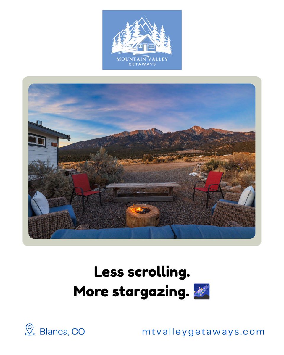 mtvalleygetaway's tweet photo. Less scrolling.

More stargazing. 🌌

Sometimes you don't need another screen.

You just need to step outside and look up. 🏔️✨

📍 Blanca, Colorado

#Colorado #Stargazing #Travel https://t.co/kJJjyQIK45