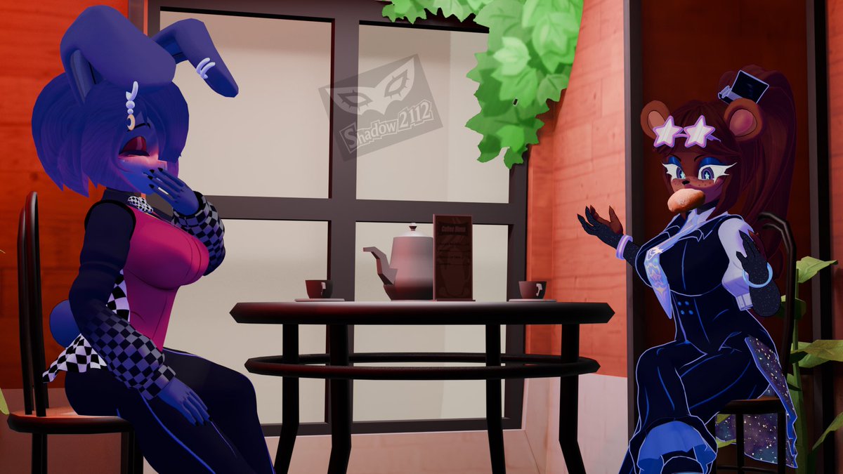 Shadow21127's tweet photo. the best evening of my life -w-☕️🥐
Models:@DeltaBlake64🐤🐰🐻🦊
Edit port:@Dracke_Killer 🐶
#Fexa #Chiku #fazclaire #FNC #sfw #Blender #Frenni #Bonfie #CoffeBreak https://t.co/DdwfpNUWTM