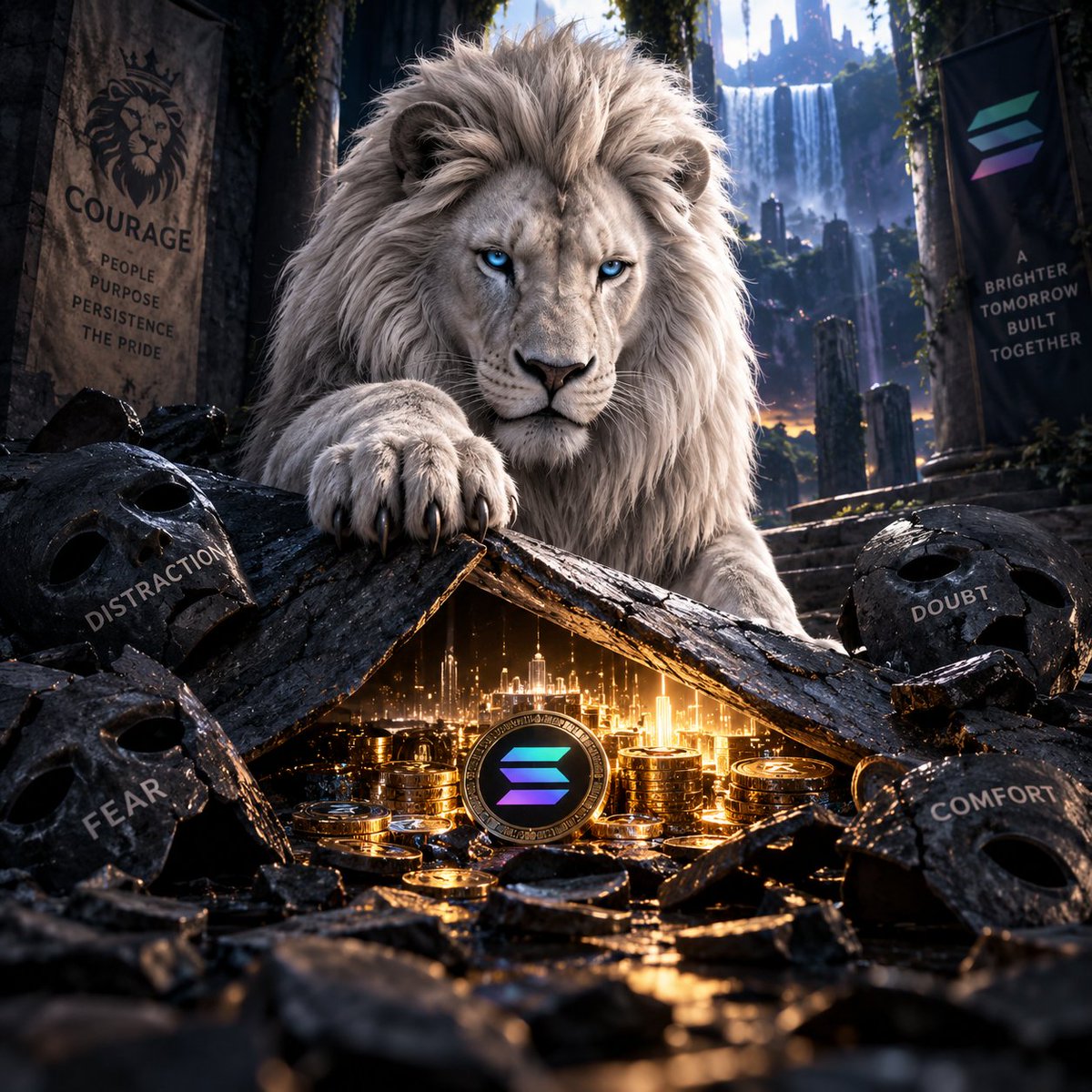 thewhitelion26's tweet photo. THE TREASURE WAS NEVER BURIED… IT WAS BEHIND EVERYTHING YOU HAD TO BREAK THROUGH. 🦁
Fear. Doubt. Distraction. Comfort.
They’ll surround you. They’ll test you. They’ll try to convince you that turning back is easier.
But Courage was never about taking the easy way.
It’s about breaking through what holds you back and discovering what was waiting on the other side.
People. Purpose. Persistence. THE PRIDE.
We’re not just chasing what’s next.
We’re building it together. 🦁🔥
$courage