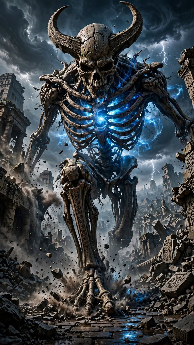 PujaMondalz5's tweet photo. The Civilization Fell Centuries Ago… Then the Bone Giant Returned. 💀⚡
#BoneGiant #SkeletonGiant #DarkFantasy #EpicFantasy #MonsterArt #AIArt #CinematicArt #AncientCivilization #FantasyArt #DarkArt #AIGenerated #ViralArt #X https://t.co/JPxUMZ0psg