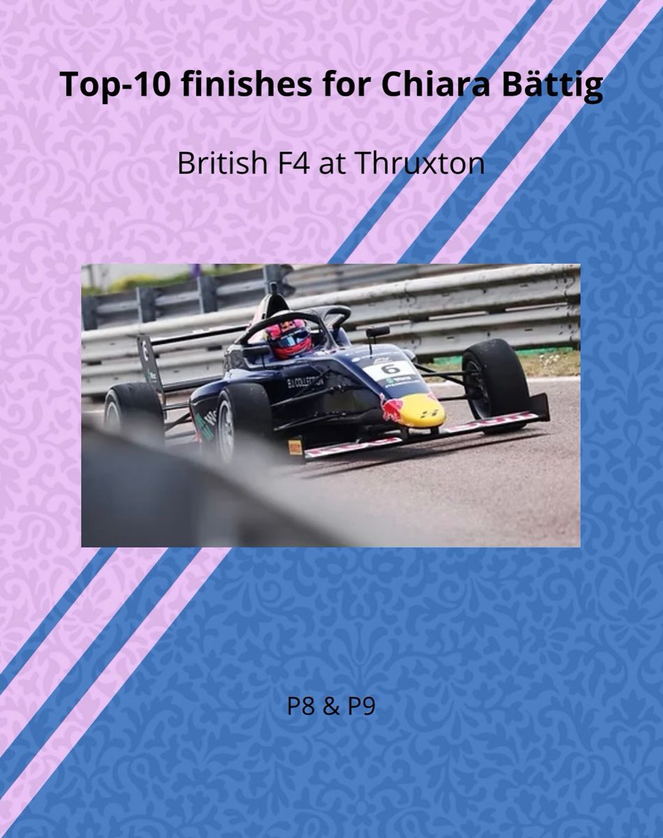 LibbieKaramhc's tweet photo. Latest News

Chiara Bättig continued her strong British F4 form with two top-10 finishes: P8 in Race 2 and P9 in Race 3, qualifying just two tenths off the top. Italian F4 saw six women race among nearly 50 cars at Mugello. Emma Felbermayr was the https://t.co/TbQNgHdtBH