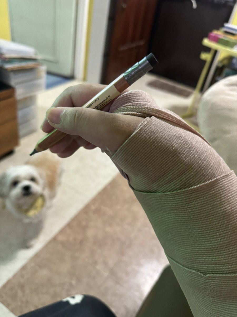 saitamas_'s tweet photo. i can move my fingers again. jealous ? you should be.*

*im not cleared to draw yet and im not drawing!!! just holding ^^ https://t.co/dlEPuLebAI