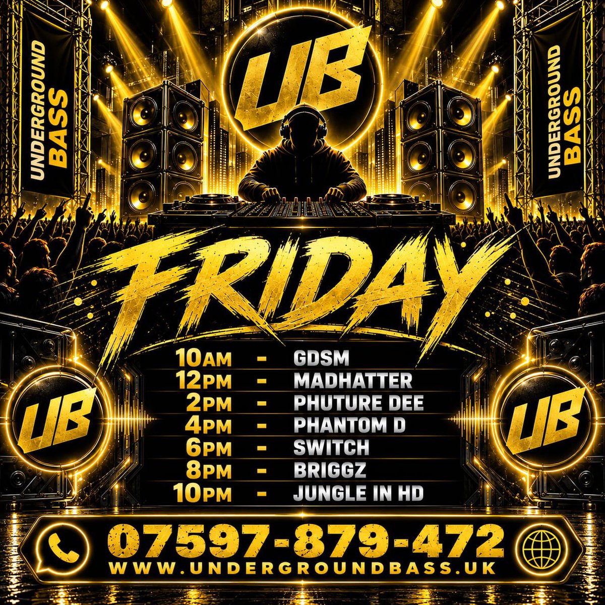 FmUnderground's tweet photo. 🔥 Fridays selectors 🔥

https://t.co/pNUteItyXj
Stream - Chatroom - Merchandise 

📲 Studio Line 07597 879472 https://t.co/cFXhmOh4wy