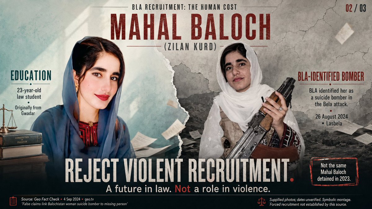Baloch_Nojawan's tweet photo. From University To BLA Camp. The Story Of Shahdad Baloch.
BLA Recruitment: The Human Cost
#EndForcedRecruitments #Baloch #Rejectbla https://t.co/NCAyYJcDBR