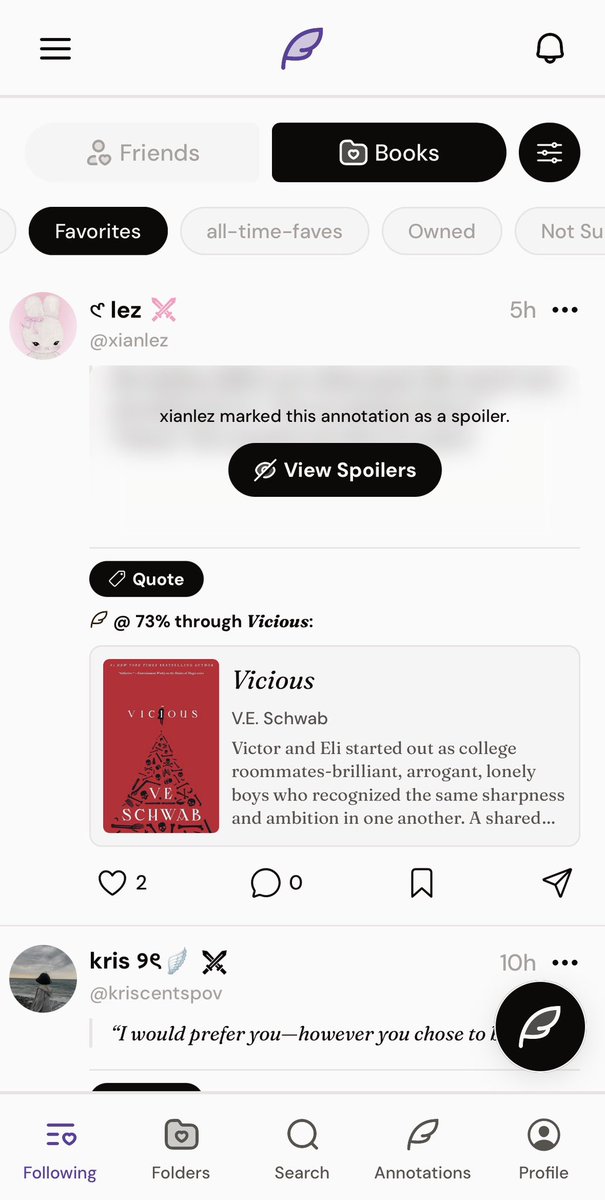 alizehcyruz's tweet photo. isso aqui do annotate é genial, você pode achar contas com os mesmos favoritos que você E stalkear as pessoas que tao lendo seus livros favoritos (ou pessoas que estão lendo livros de qualquer pasta que você crie) https://t.co/ajMxp1H2qh
