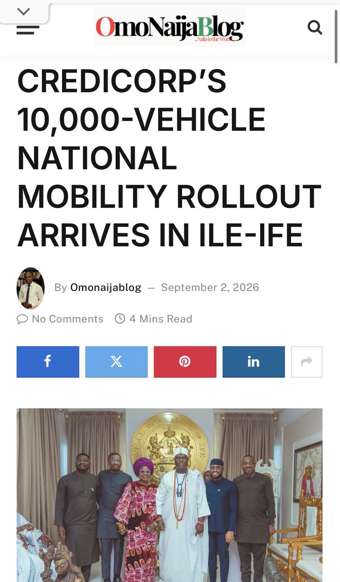 vgafolabi's tweet photo. Advancing Economic Inclusion Through Strategic Partnerships

It was an exciting outing as the 10,000-vehicle Mobility Programme of @creditcorp berthed at one of the oldest and most respected traditional institutions in the Southwest, the historic palace of His Imperial Majesty.. https://t.co/n9ExDmkGIR