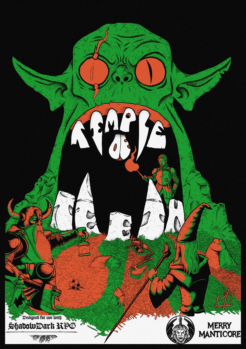 Yuriperkowski's tweet photo. Cover for the adventure "Temple of Teeth" (Art and Letters )published by Merry Manticore

#shadowdark #fantasy #art #ttrpgart #osrart #oldschool #rpg https://t.co/NIzplOTfn2