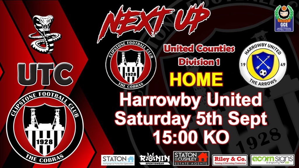 ClipstoneFC1's tweet photo. Next up we’re at home again Saturday against Harrowby Utd, last time we faced them was a disappointing loss in the playoffs for promotion to step 5. The Cobras’ will be looking to make it 8 wins from 8 and remain at the top of the league. https://t.co/jCFiSTvssN