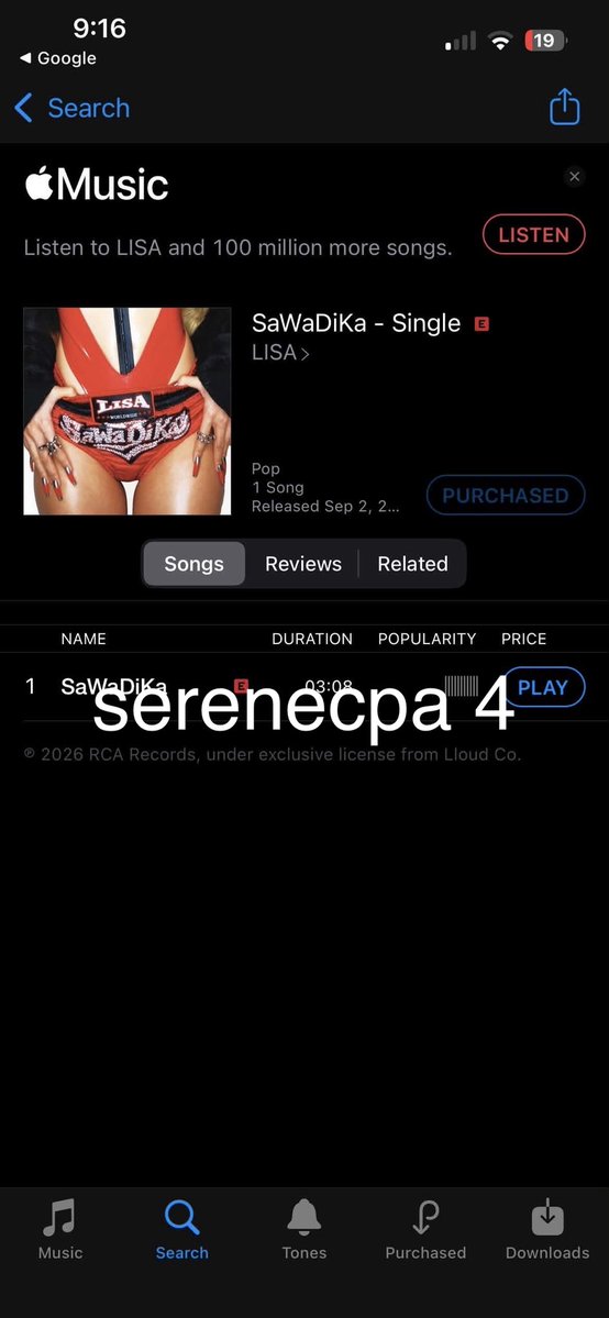 serenecpa's tweet photo. I purchased “SaWaDiKa” by #LISA on iTunes using 4 accounts and was funded by @TeamLisaPH assisted by @sunnysunlisa 

SAWADIKA OUT NOW 
#LISA_SaWaDiKa https://t.co/QTNpQTY6Vi