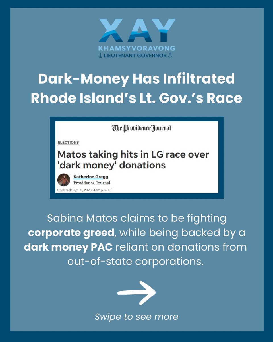 XayForRI's tweet photo. The contrast in this race is clear. While Matos has spent nearly six years holding office and seeking her next political opportunity, I have built a record of taking on powerful interests and producing measurable results for Rhode Islanders. https://t.co/yDhsKFEUBH