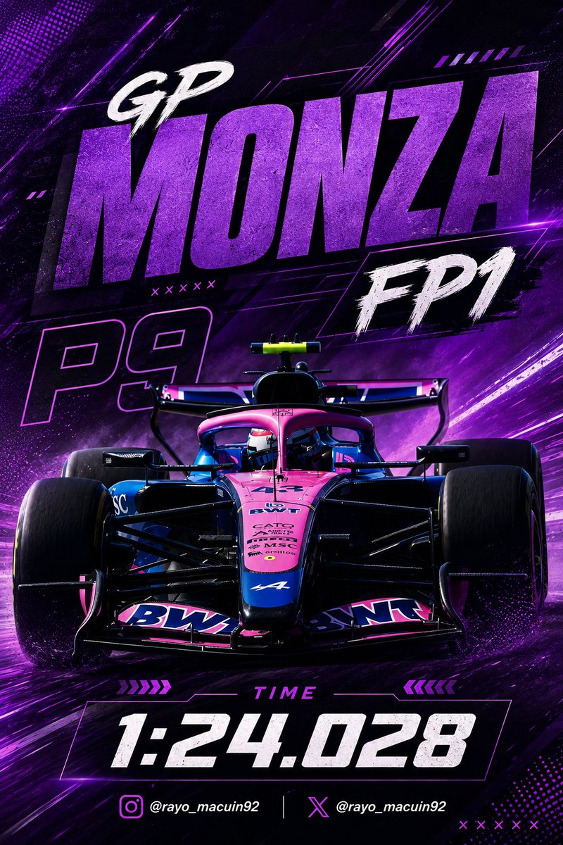 rayo_macuin92's tweet photo. 🇦🇷 ¡TOP 10 PARA FRANCO EN MONZA! 🇮🇹🔥

Buen comienzo para el argentino, estrenando las mejoras de Alpine y metiéndose entre los diez mejores. 💪💜

🏁 P9 | 1:24.028
¡Vamos, Franco! 🇦🇷💪

#F1 #ItalianGP #Monza #Colapinto #AlpineF1 https://t.co/97K775QtVq
