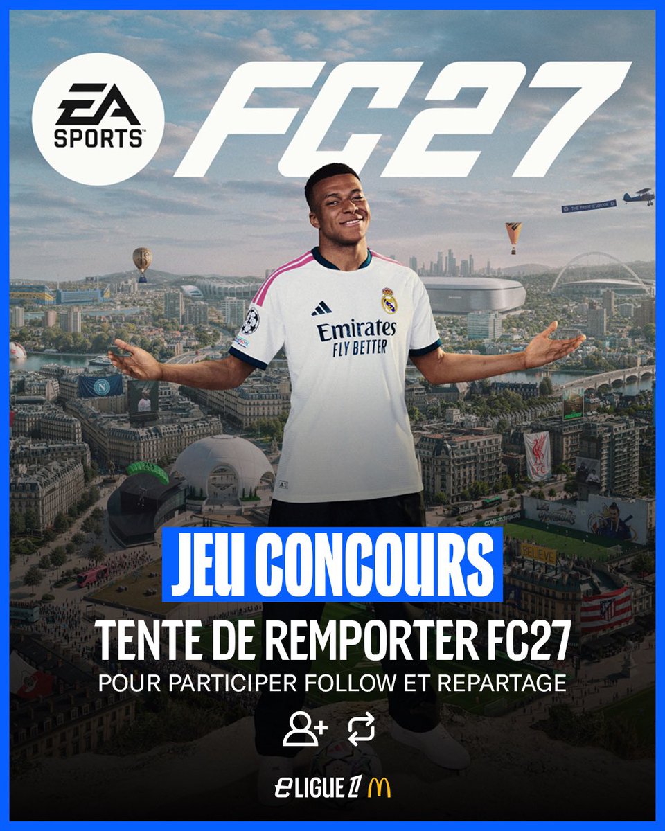 _eLigue1's tweet photo. 🎁 JEU CONCOURS 🎁

À l’occasion de la sortie de #FC27, on vous fait gagner un exemplaire du jeu 🎮

Pour participer :
• Follow @_eLigue1 
• Like et RT ce post 🔁

Bonne chance à tous 🍀 https://t.co/qp3whoi5uE