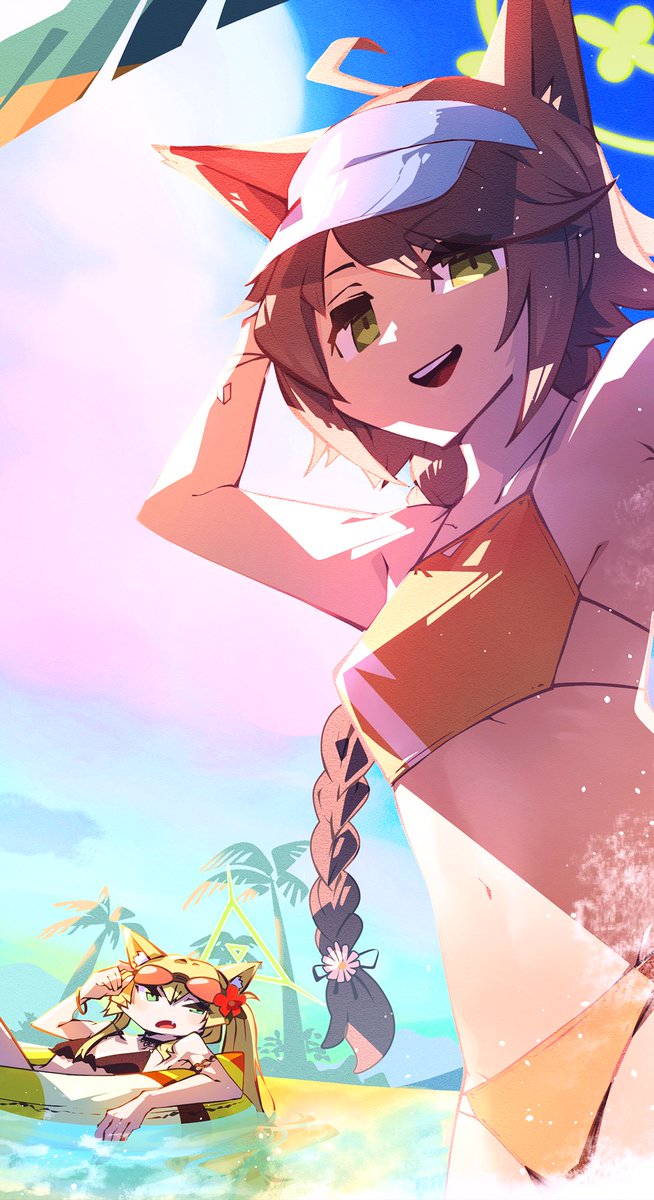 ember7012's tweet photo. FOX小隊　インサマー☀️
おせらく後輩？のダイビング部には負けへんで
ユキノ　ニコ　クルミ　オトギ
#ブルアカ #bluearchive https://t.co/lB4QQDihe7