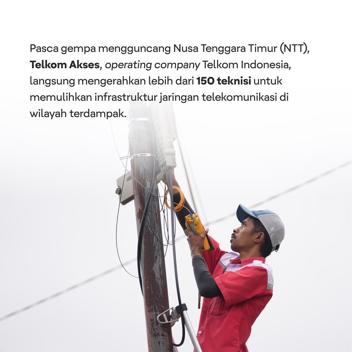 TelkomIndonesia's tweet photo. #SobatTelkom, kehadiran teknisi Telkom Akses di lapangan menjadi bagian penting dalam memastikan masyarakat NTT dapat kembali terhubung.
#ElevatingYourFuture https://t.co/ZADYDYJA24