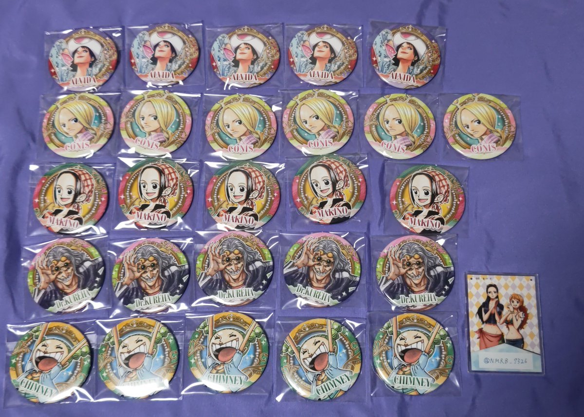 NMRB_7326's tweet photo. 【交換】ONEPIECE ワンピース コレクション缶バッジ HEROINES

譲∶ペローナ ビビ カリファ ボニー マキノ アルビダ Dr.くれは コニス チミー
求∶画像3　ロビン > ナミ (👑>💕>無印) 

⚠️FF外プロカ必読

郵送のみ

条件リプ↓ https://t.co/YDco8N4TOm