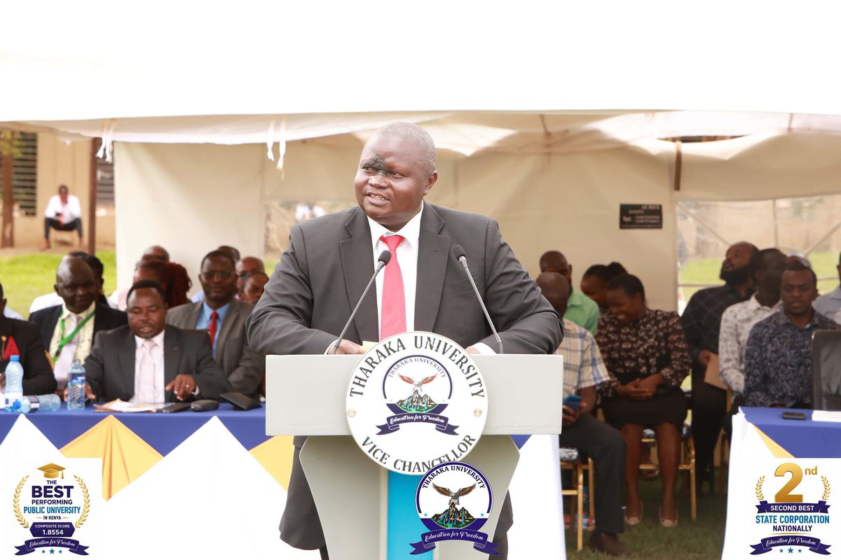TharakaUni's tweet photo. Tharaka University Vice Chancellor and CEO, Prof. Peter K. Muriungi, PhD, has challenged first-year students to embrace hard work, discipline, resilience and innovation as they begin their academic journey, assuring them of the University’s support for their academic success, welfare and personal growth.

Prof. Muriungi made the remarks during the colourful closing ceremony of the First-Year Orientation Week, which brought together University leadership, staff, students and invited guests for a day of reflection, learning and celebration.

Read the full story on our website: https://t.co/hDrchgE8J7

#TharakaUni #Matriculation2026 #Orientation2026 #EducationForFreedom