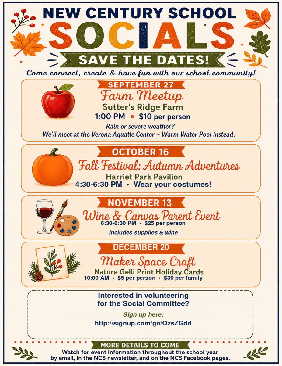 NewCenturySch's tweet photo. Check it out, here is the list of all fall social meet ups through December. All NCS families are welcome! @VASD_K12 https://t.co/0mc0hF5ENI